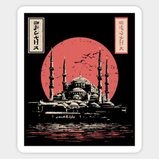 Istanbul Mosque in Serene Ukiyo-e Style Sticker